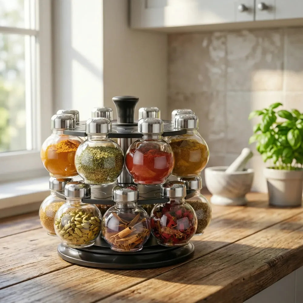 360° revolving spice rack - home & kitchen