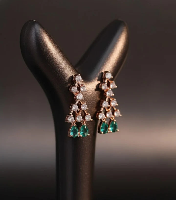 Emerald green & rose gold necklace set