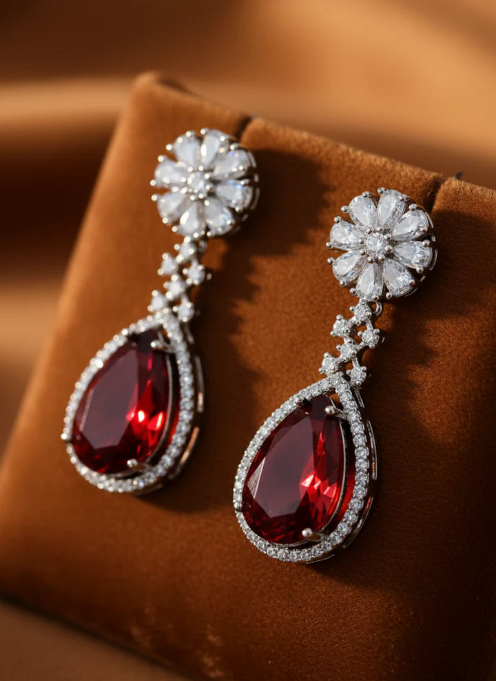 Red stone ad necklace set – 3 pcs