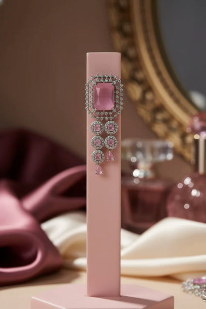 American Diamond Pink & White Necklace Set