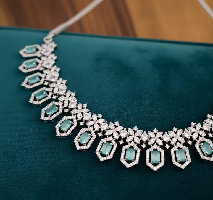 Teal stone ad necklace set – 2 pcs
