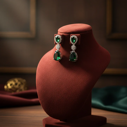 Emerald & American Diamond Necklace Set