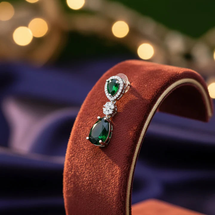 Emerald & American Diamond Necklace Set