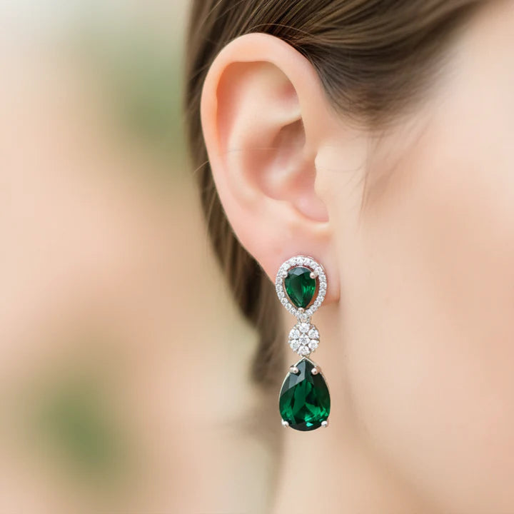 Emerald & American Diamond Necklace Set