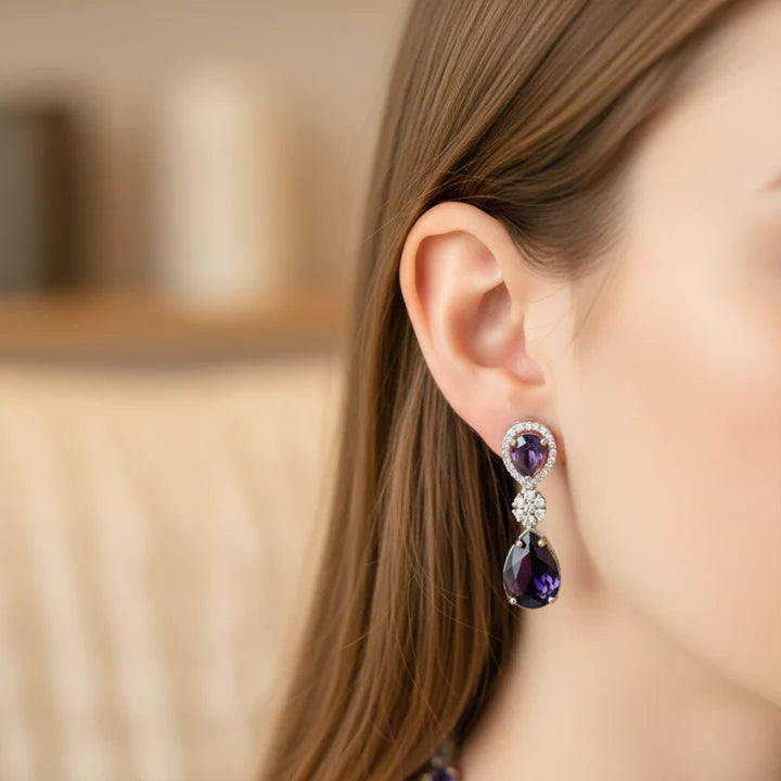 American Diamond Purple Necklace Set – 2 Pcs