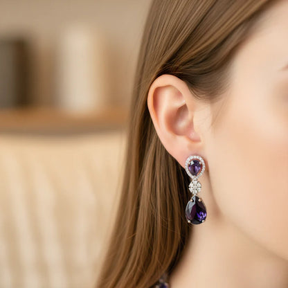 American Diamond Purple Necklace Set – 2 Pcs