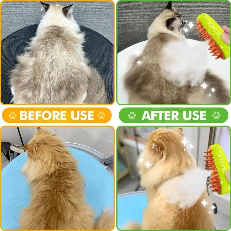 Steaming pet hair brush
