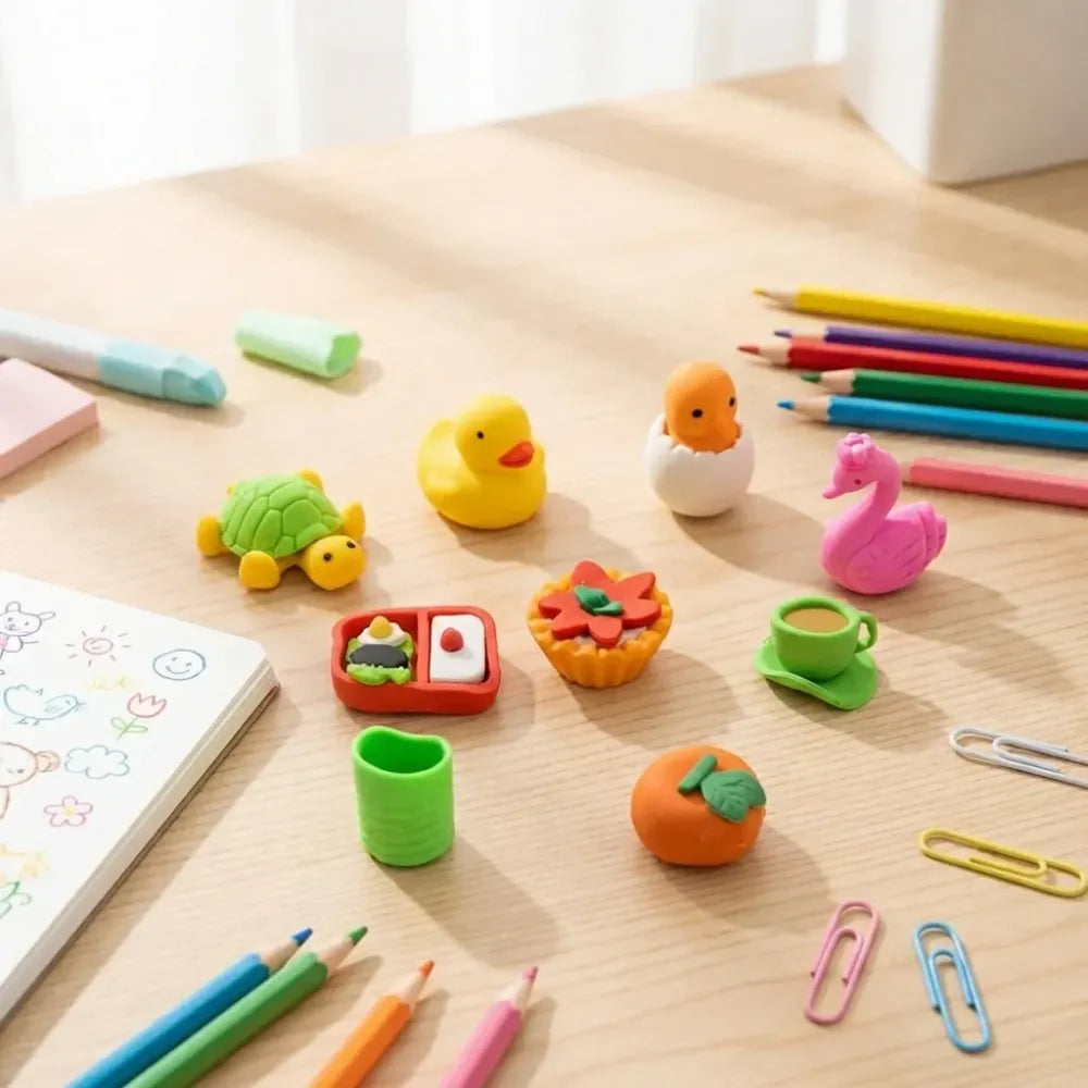 3d fun shape erasers - office