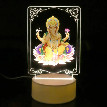 3d lord ganesh led night light - usb powered acrylic desk lamp - home improvement