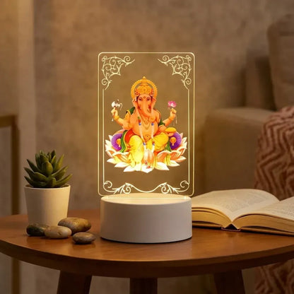 3d lord ganesh led night light - usb powered acrylic desk lamp - home improvement