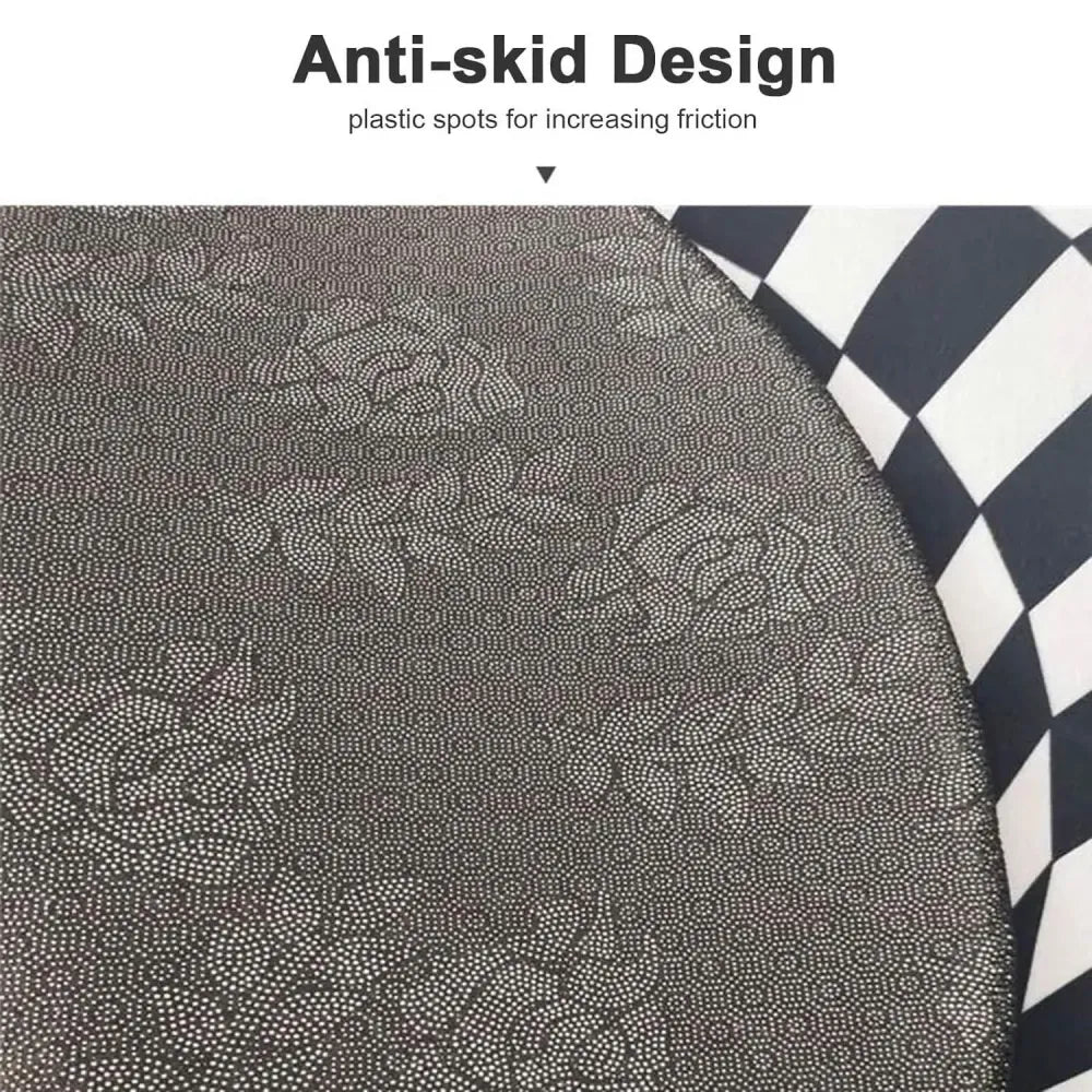 3d round black & white check carpet