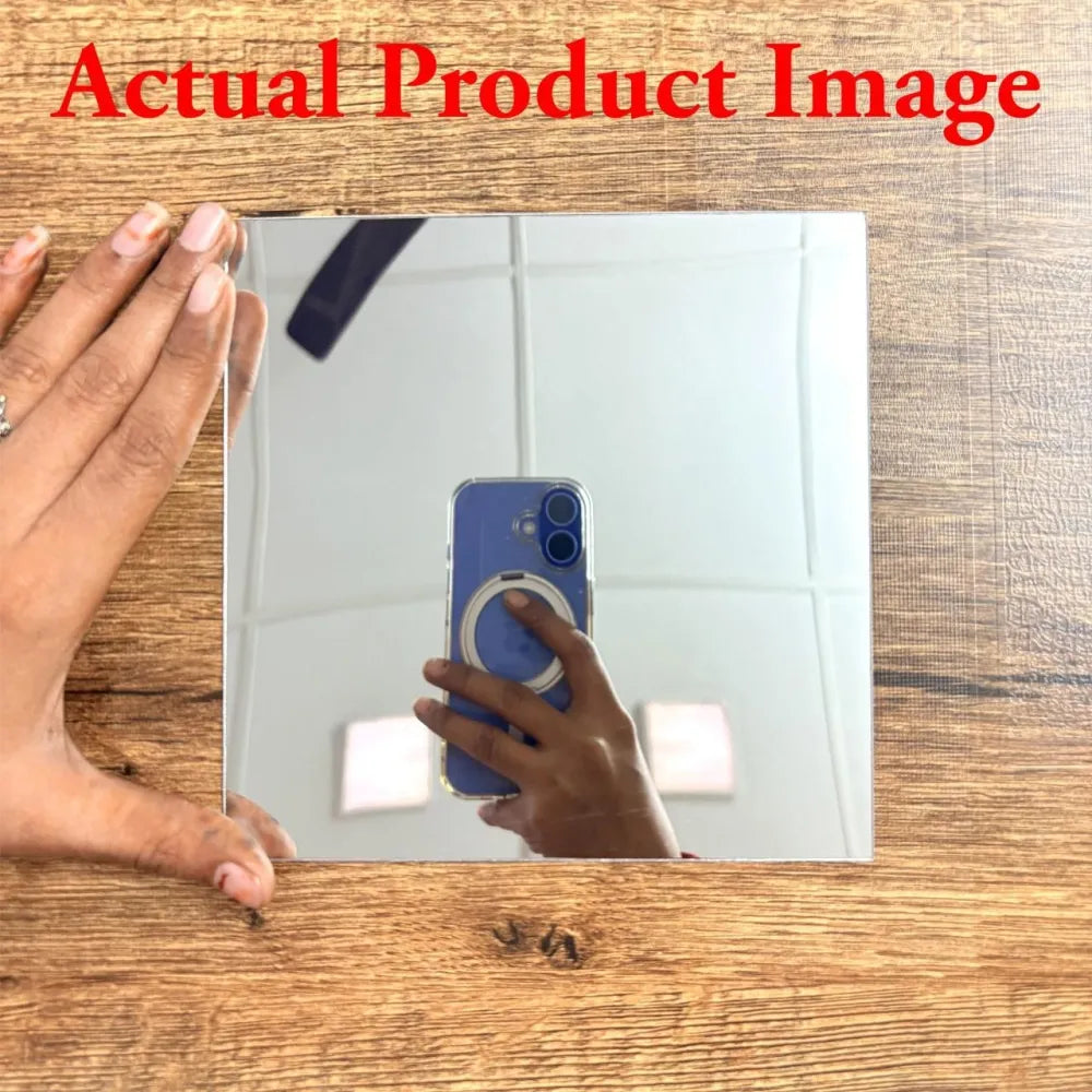 4 big square silver 3d acrylic mirror wall sticker