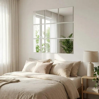 4 big square silver 3d acrylic mirror wall sticker