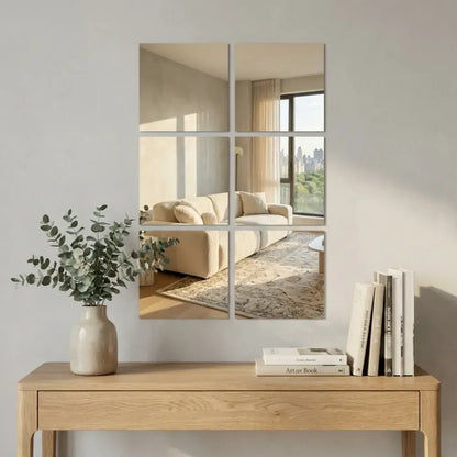 4 big square silver 3d acrylic mirror wall sticker