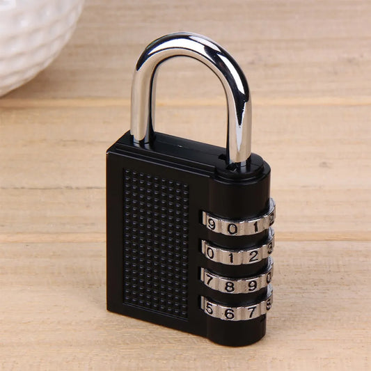 Black combination padlock.