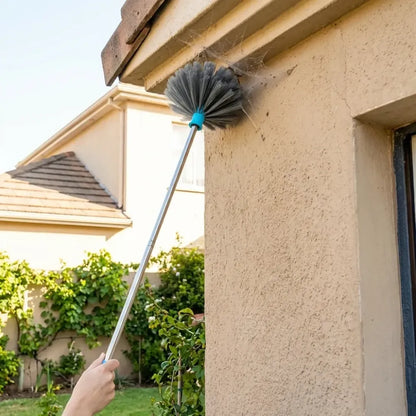 4021 cobweb brush with stainless steel strong long extendable handle for dusting ceiling cleaning lights fans webs