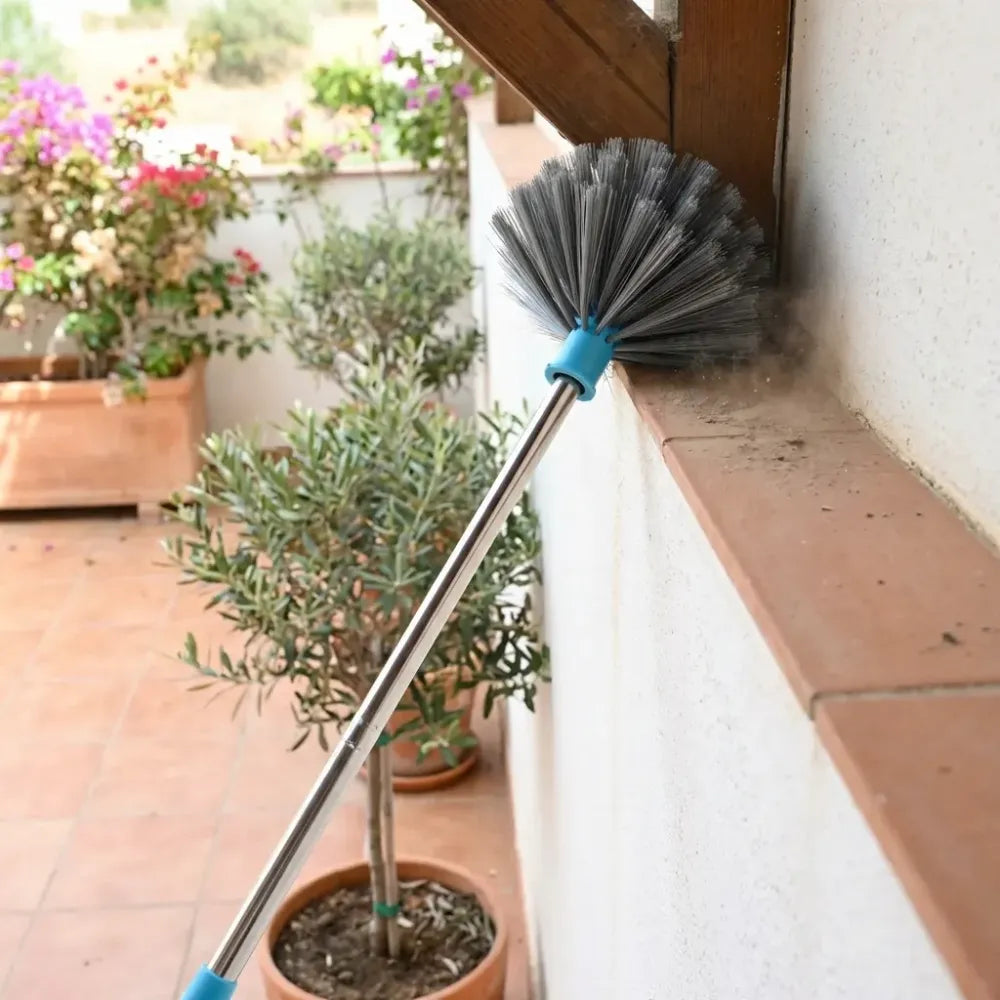 4021 cobweb brush with stainless steel strong long extendable handle for dusting ceiling cleaning lights fans webs