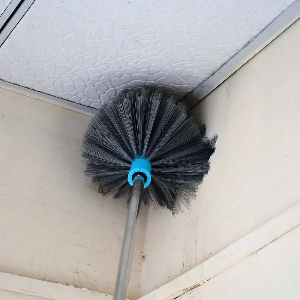4021 cobweb brush with stainless steel strong long extendable handle for dusting ceiling cleaning lights fans webs