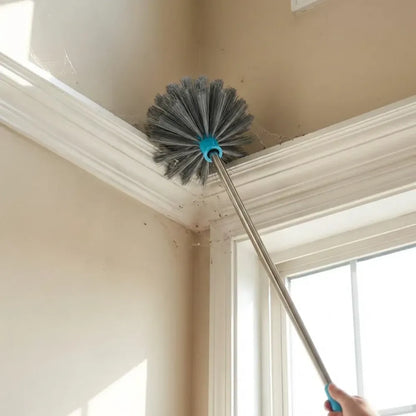 4021 cobweb brush with stainless steel strong long extendable handle for dusting ceiling cleaning lights fans webs