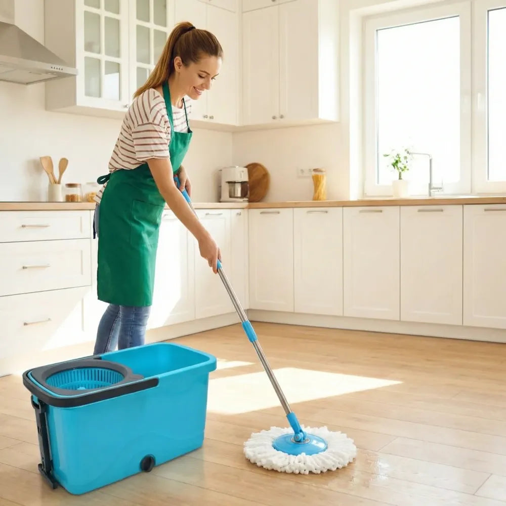 4028 quick spin mop plastic bucket floor cleaning easy wheels big with - home improvement