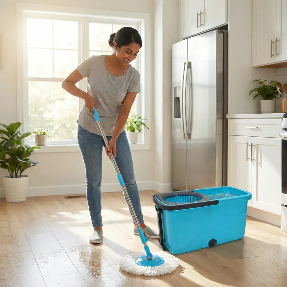4028 quick spin mop plastic bucket floor cleaning easy wheels big with - home improvement