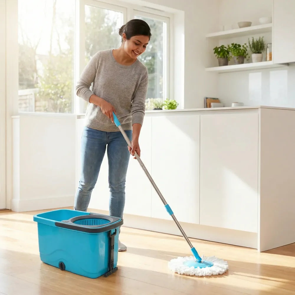 4028 quick spin mop plastic bucket floor cleaning easy wheels big with - home improvement