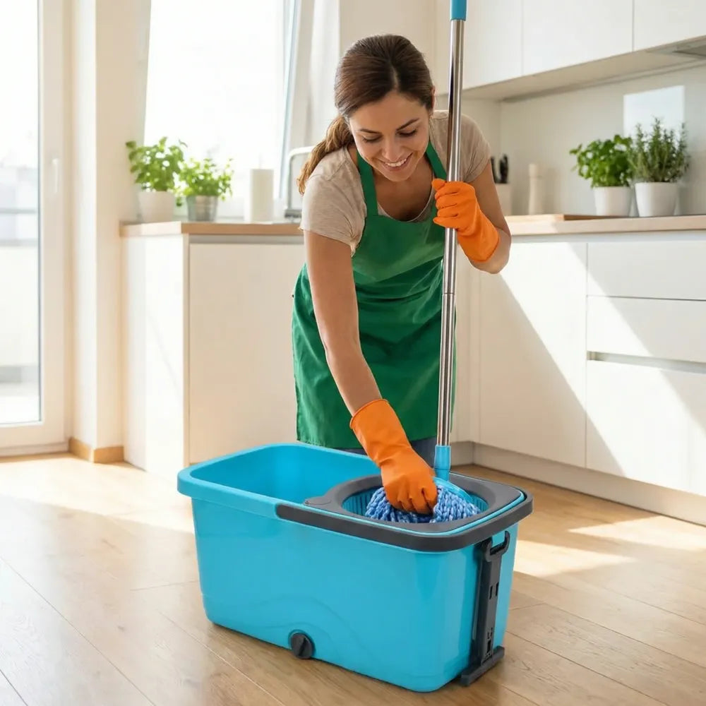 4028 quick spin mop plastic bucket floor cleaning easy wheels big with - home improvement