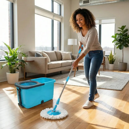 4028 quick spin mop plastic bucket floor cleaning easy wheels big with - home improvement