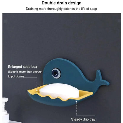 4044 fish shape double layer adhesive waterproof wall mounted soap bar holder stand rack for bathroom shower kitchen