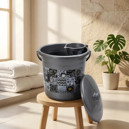 4050 large capacity plastic bathroom set of 7pieces (1pc big tub 1pc bucket1pc dustbin mug soap case dustpan stool)
