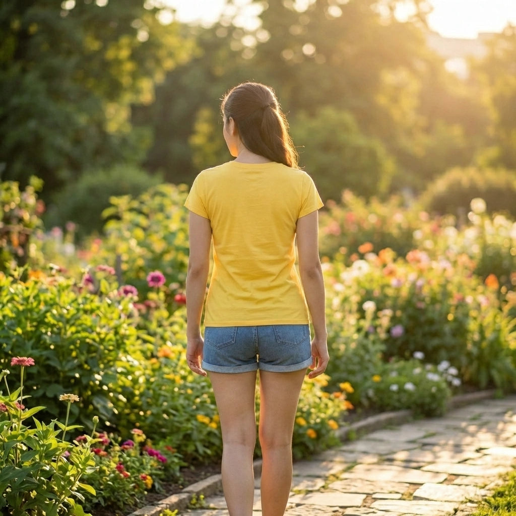 Women’s Printed Cotton T-Shirt – Yellow