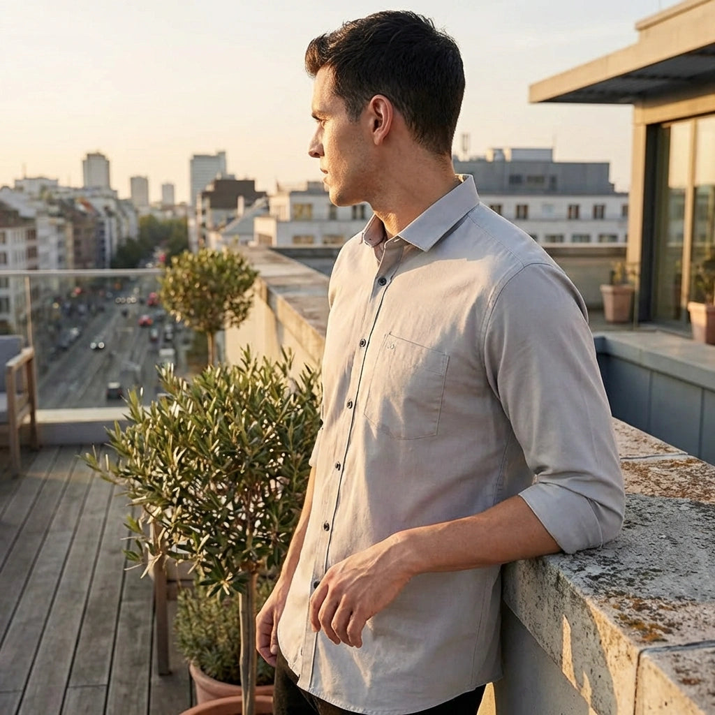 Men's Satin Casual Shirt – Grey