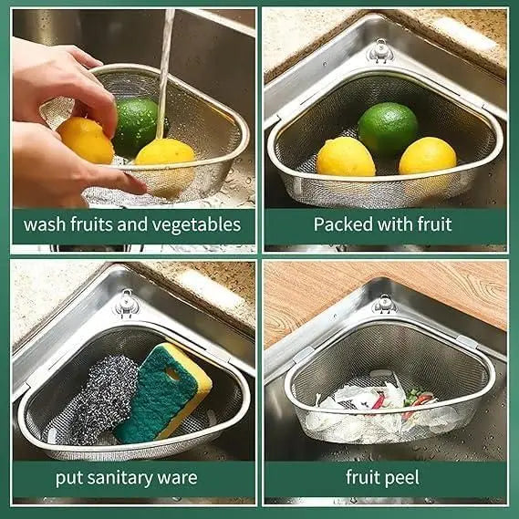 Triangle sink drain basket