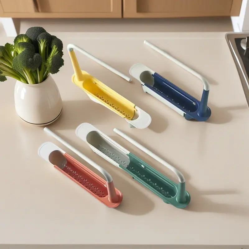 Adjustable sink storage rack