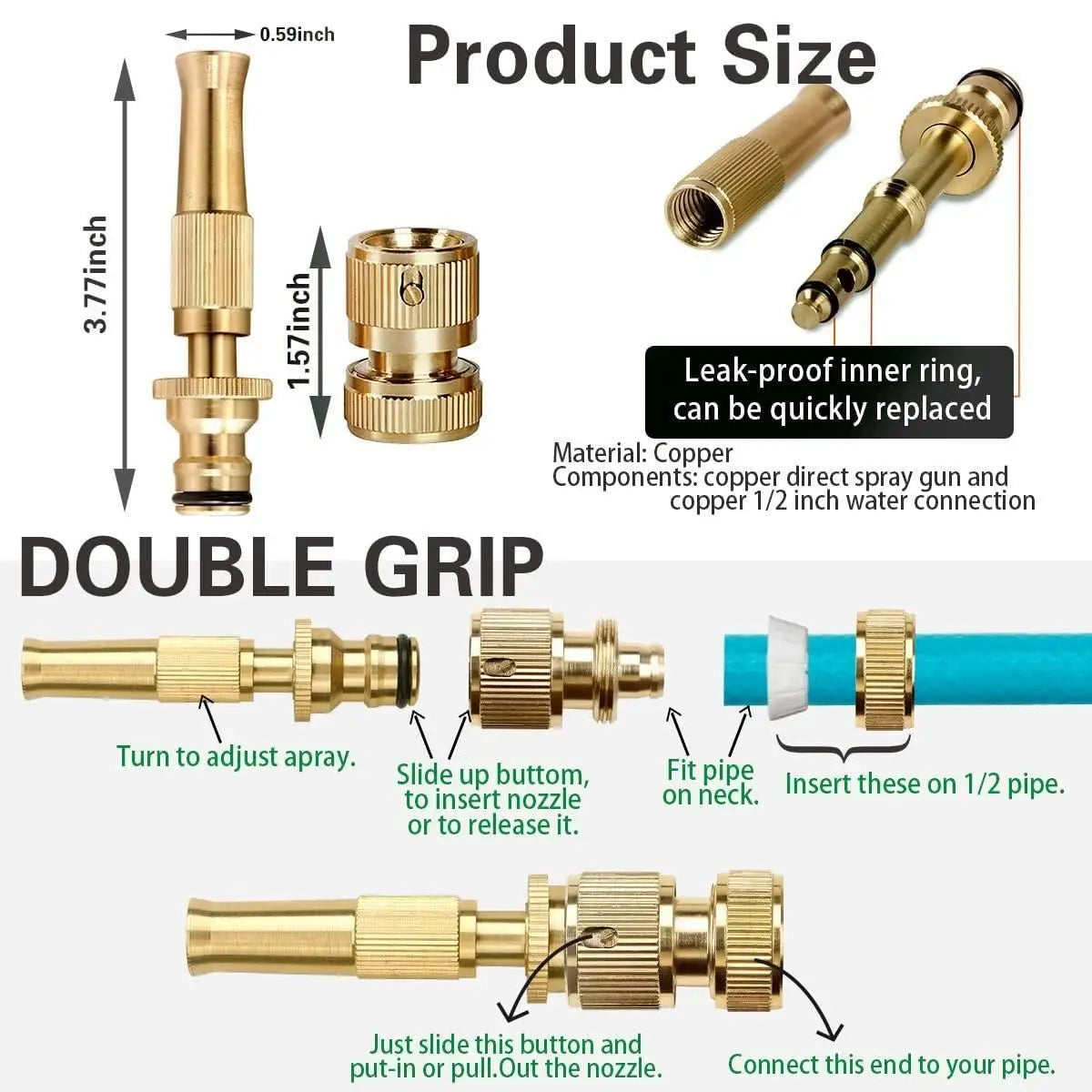 High pressure washing water nozzle (brass)