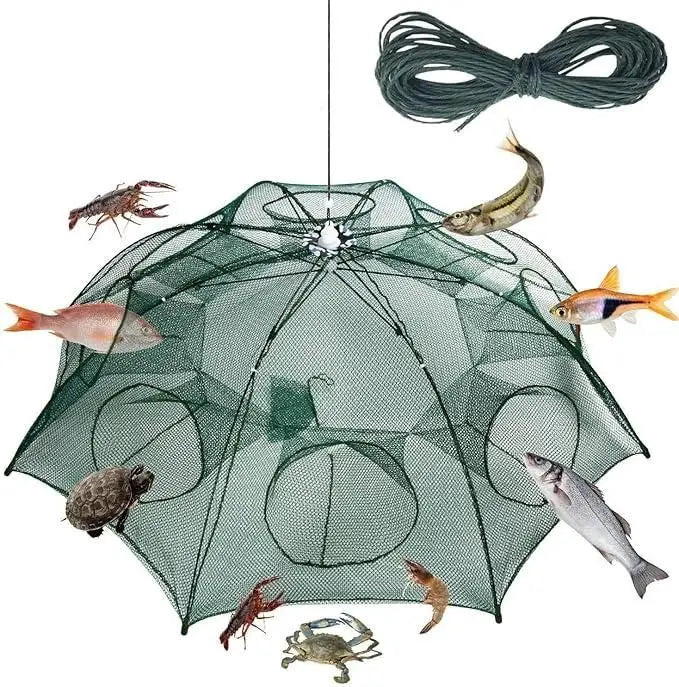 Portable folding fishing net
