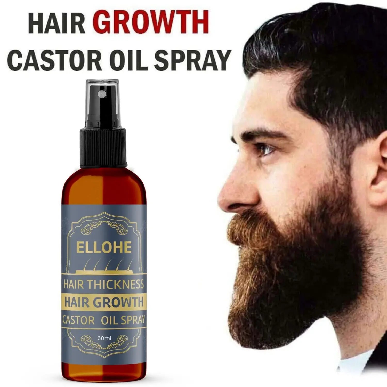 Ellohe hair thickness growth castor oil spray 120ml pack of 2
