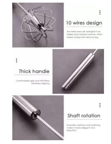 Manual kitchen hand whisk mixer