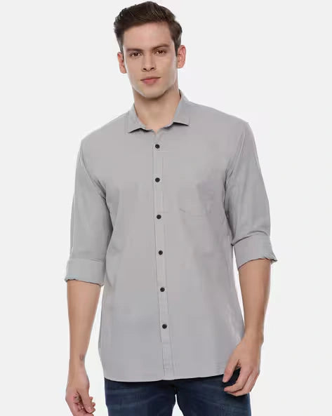 Men’s satin casual shirt – grey