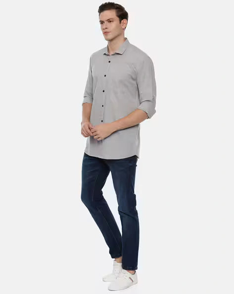 Men’s satin casual shirt – grey