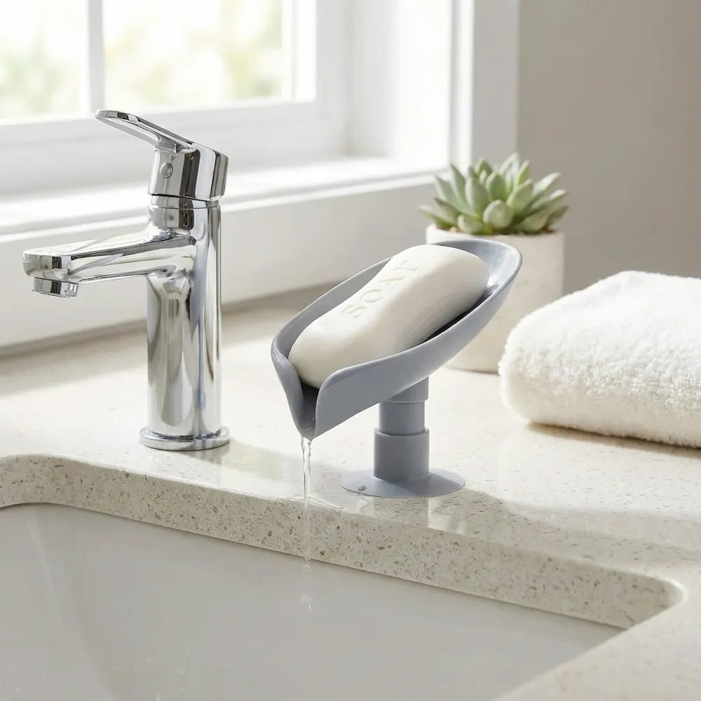 4831 self draining soap holder for bathroom leaf shape dish kitchen tray - home &