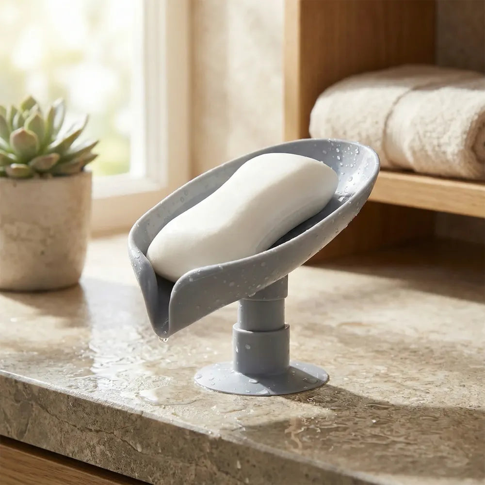 4831 self draining soap holder for bathroom leaf shape dish kitchen tray - home &