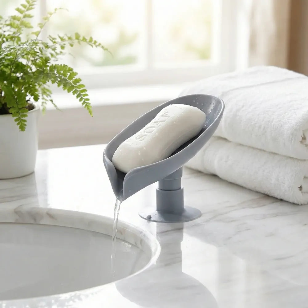 4831 self draining soap holder for bathroom leaf shape dish kitchen tray - home &