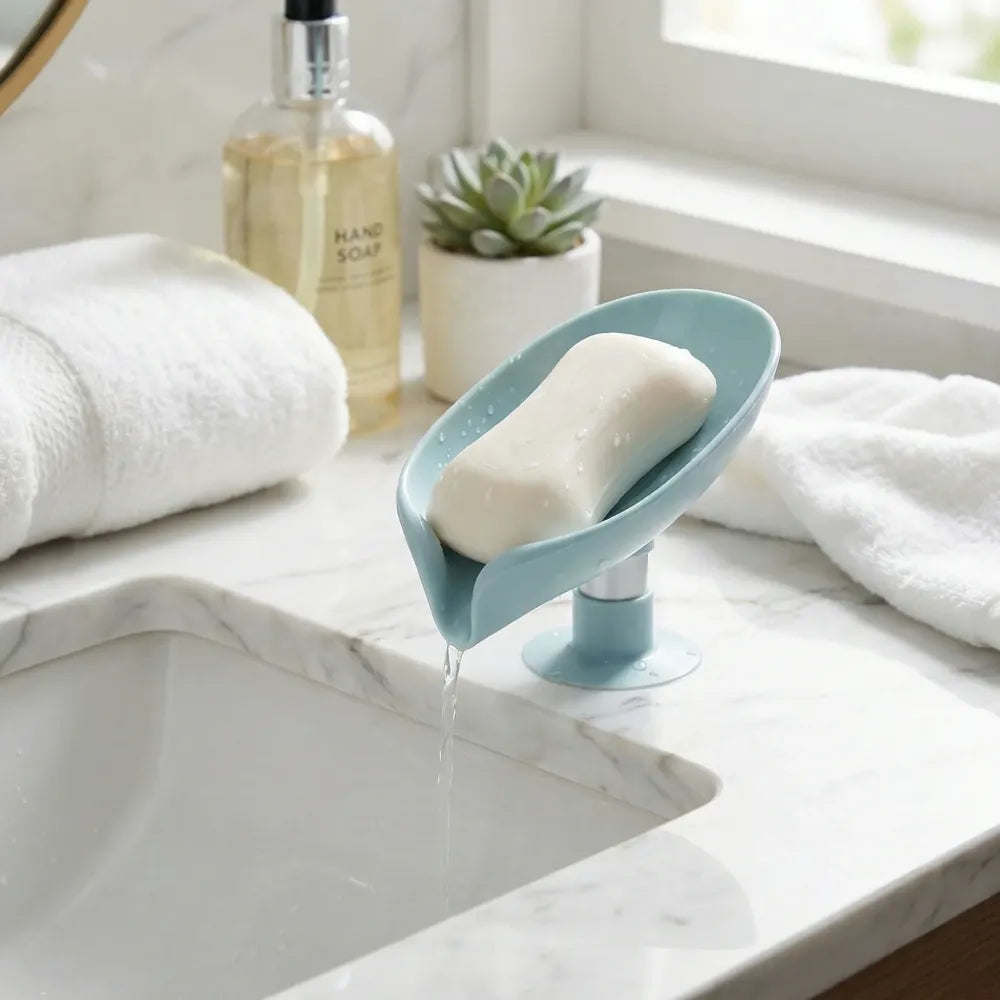 4831 self draining soap holder for bathroom leaf shape dish kitchen tray - home &
