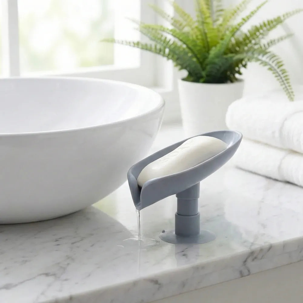 4831 self draining soap holder for bathroom leaf shape dish kitchen tray - home &