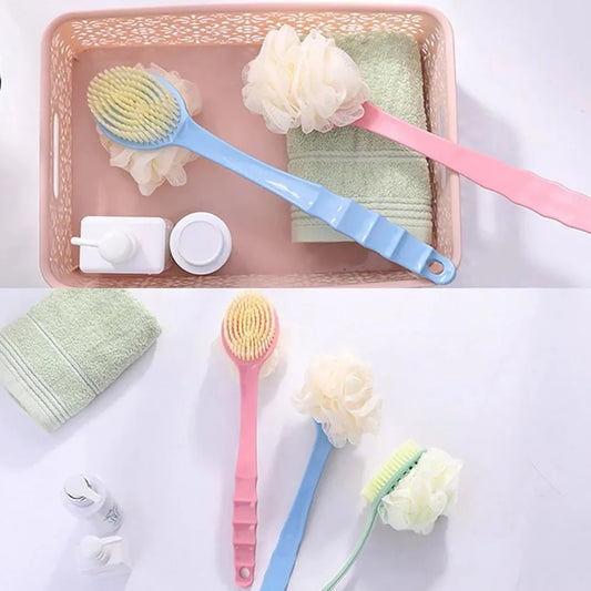 4832 2in1 bath brush with long handle - face & body care