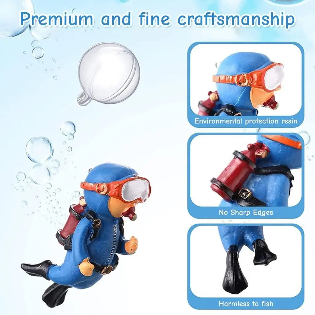 Cartoon diver aquarium decor – pack of 2