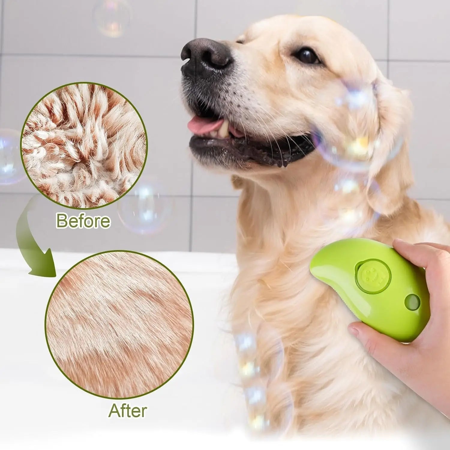 Steaming pet hair brush