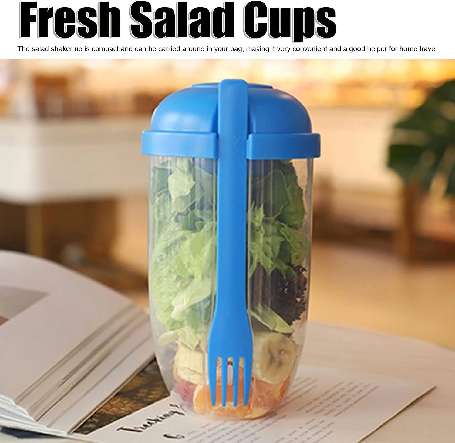 Portable salad mixing cup