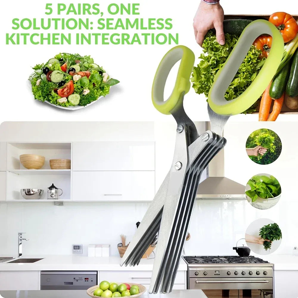 5-blade herb scissors - home & kitchen